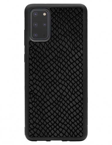 Etui premium skórzane, case na smartfon SAMSUNG GALAXY S20 PLUS. Skóra iguana czarna.