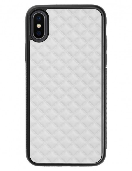 Etui premium skórzane, case na smartfon APPLE iPhone XS. Skóra pik biała mat.