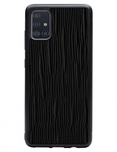 Etui premium skórzane, case na smartfon SAMSUNG GALAXY A51. Skóra lizard czarna.