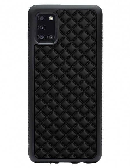 Etui premium skórzane, case na smartfon SAMSUNG GALAXY A31. Skóra pik czarna mat.