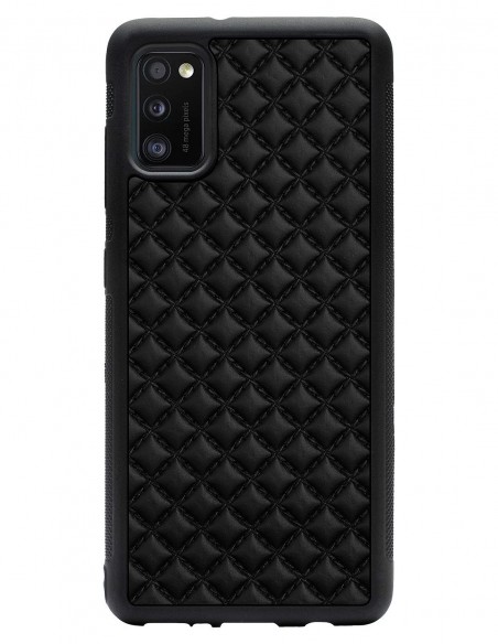 Etui premium skórzane, case na smartfon SAMSUNG GALAXY A41. Skóra pik czarna mat.