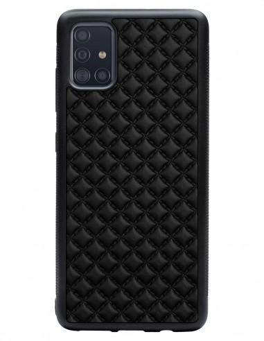Etui premium skórzane, case na smartfon SAMSUNG GALAXY A51. Skóra pik czarna mat.