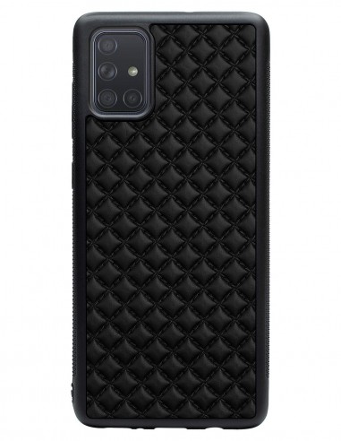 Etui premium skórzane, case na smartfon SAMSUNG GALAXY A71. Skóra pik czarna mat.