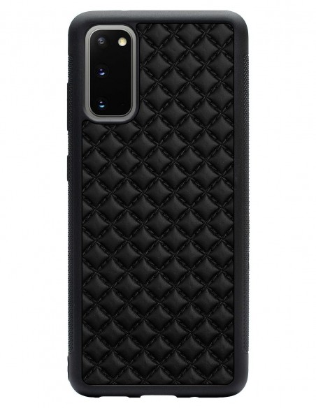 Etui premium skórzane, case na smartfon SAMSUNG GALAXY S20. Skóra pik czarna mat.