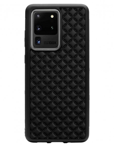 Etui premium skórzane, case na smartfon SAMSUNG GALAXY S20 ULTRA. Skóra pik czarna mat.