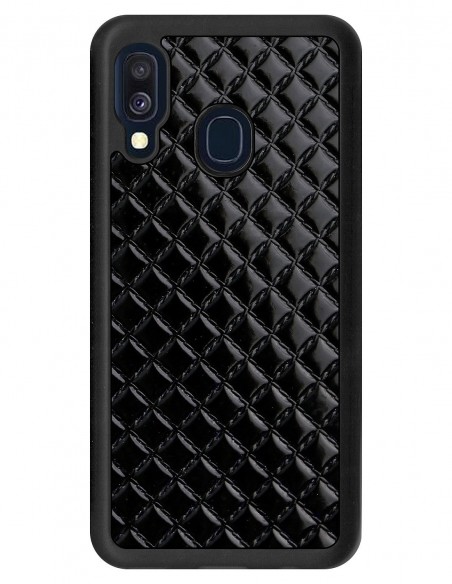 Etui premium skórzane, case na smartfon SAMSUNG GALAXY A40. Skóra pik czarna błysk.