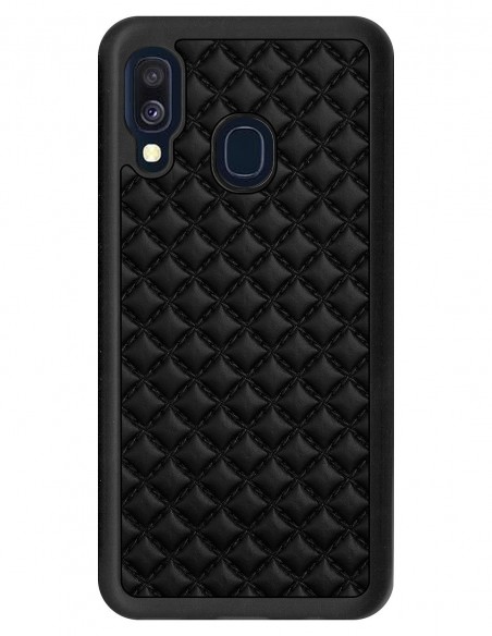 Etui premium skórzane, case na smartfon SAMSUNG GALAXY A40. Skóra pik czarna mat.