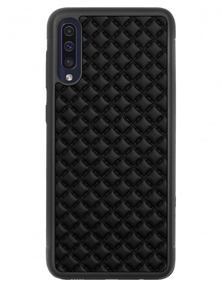 Etui premium skórzane, case na smartfon SAMSUNG GALAXY A50. Skóra pik czarna mat.