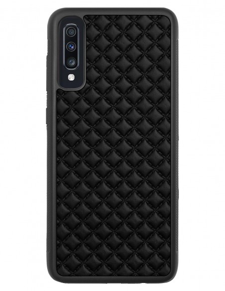 Etui premium skórzane, case na smartfon SAMSUNG GALAXY A70. Skóra pik czarna mat.
