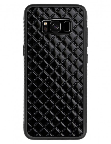 Etui premium skórzane, case na smartfon SAMSUNG GALAXY S8. Skóra pik czarna błysk.