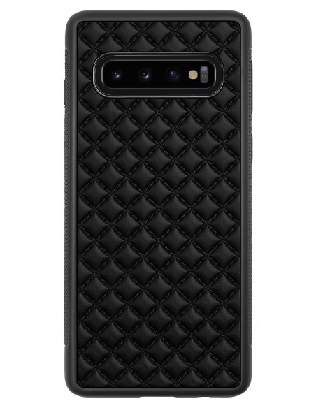 Etui premium skórzane, case na smartfon SAMSUNG GALAXY S10. Skóra pik czarna mat.