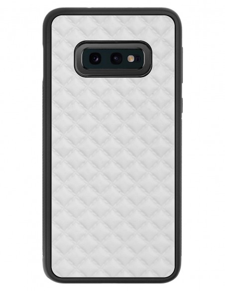 Etui premium skórzane, case na smartfon SAMSUNG GALAXY S10E. Skóra pik biała mat.