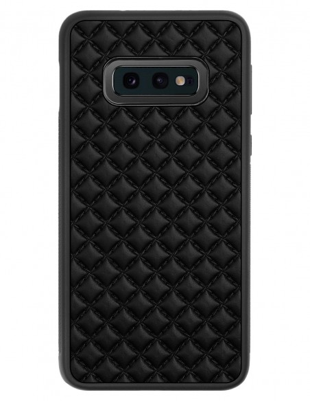 Etui premium skórzane, case na smartfon SAMSUNG GALAXY S10E. Skóra pik czarna mat.