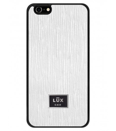 Etui premium skórzane, case na smartfon APPLE iPhone 6S PLUS. Skóra lizard biała ze srebrną blaszką.