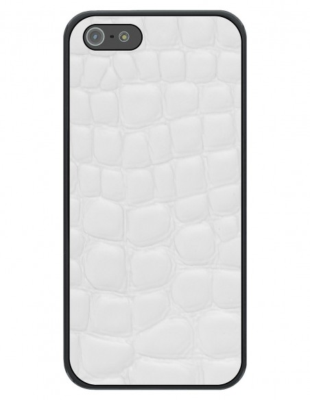 Etui premium skórzane, case na smartfon APPLE iPhone 5. Skóra crocodile biała.