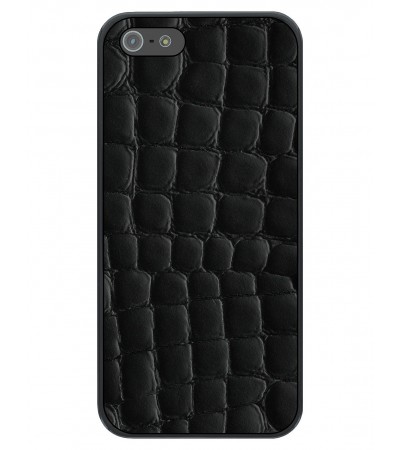 Etui premium skórzane, case na smartfon APPLE iPhone 5. Skóra crocodile czarna.