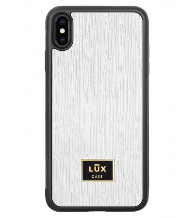 Etui premium skórzane, case na smartfon APPLE iPhone XS MAX. Skóra lizard biała ze złotą blaszką.