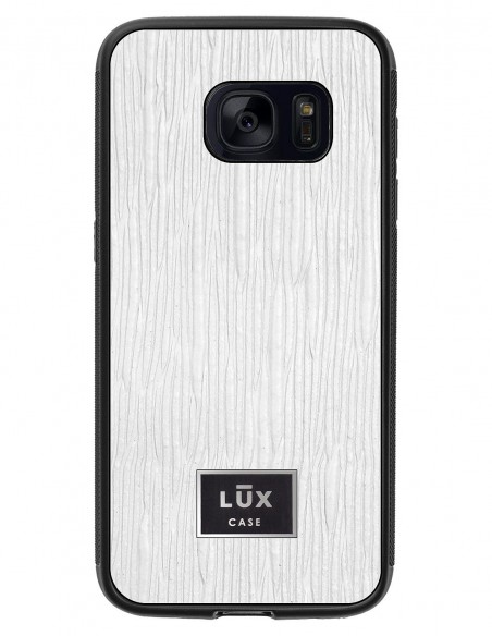 Etui premium skórzane, case na smartfon SAMSUNG GALAXY S7. Skóra lizard biała ze srebrną blaszką.