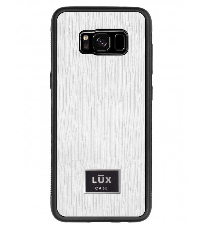 Etui premium skórzane, case na smartfon SAMSUNG GALAXY S8. Skóra lizard biała ze srebrną blaszką.
