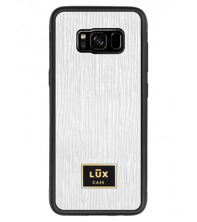 Etui premium skórzane, case na smartfon SAMSUNG GALAXY S8. Skóra lizard biała ze złotą blaszką.