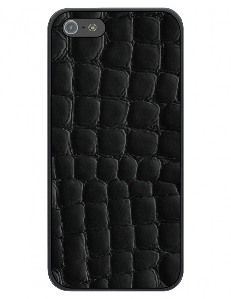 Etui premium skórzane, case na smartfon APPLE iPhone 5S. Skóra crocodile czarna.