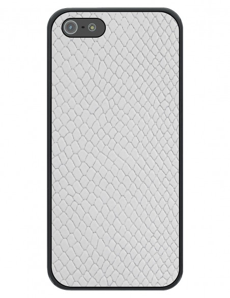 Etui premium skórzane, case na smartfon APPLE iPhone 5S. Skóra iguana biała.