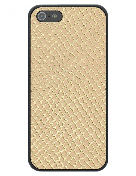 Etui premium skórzane, case na smartfon APPLE iPhone SE (2016). Skóra iguana gold.