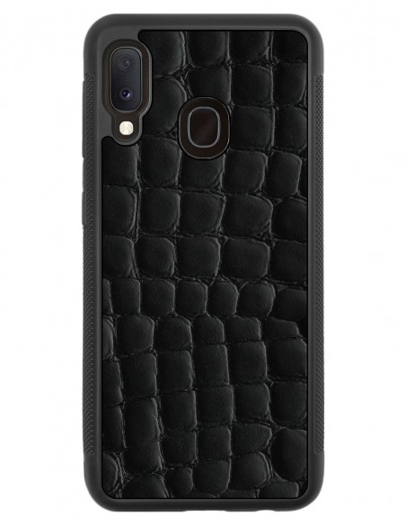 Etui premium skórzane, case na smartfon SAMSUNG GALAXY A20E. Skóra crocodile czarna.