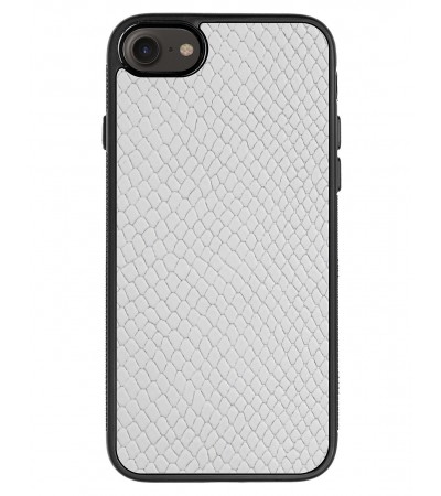 Etui premium skórzane, case na smartfon APPLE iPhone 7. Skóra iguana biała.