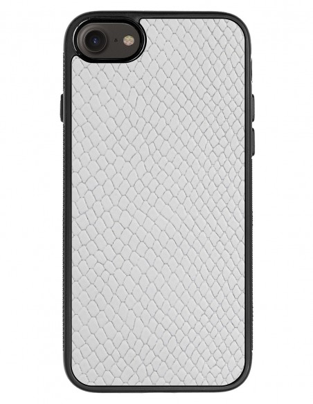 Etui premium skórzane, case na smartfon APPLE iPhone 8. Skóra iguana biała.