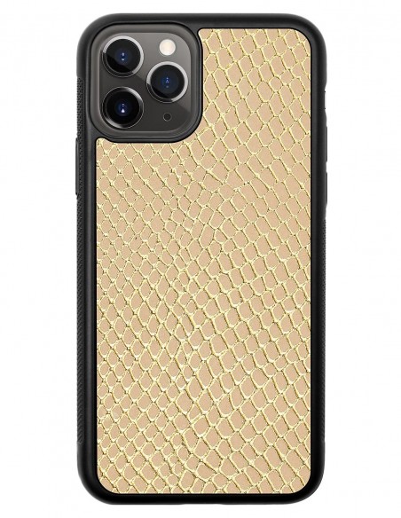 Etui premium skórzane, case na smartfon APPLE iPhone 11 PRO. Skóra iguana gold.