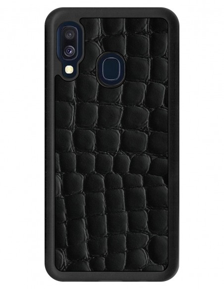 Etui premium skórzane, case na smartfon SAMSUNG GALAXY A40. Skóra crocodile czarna.
