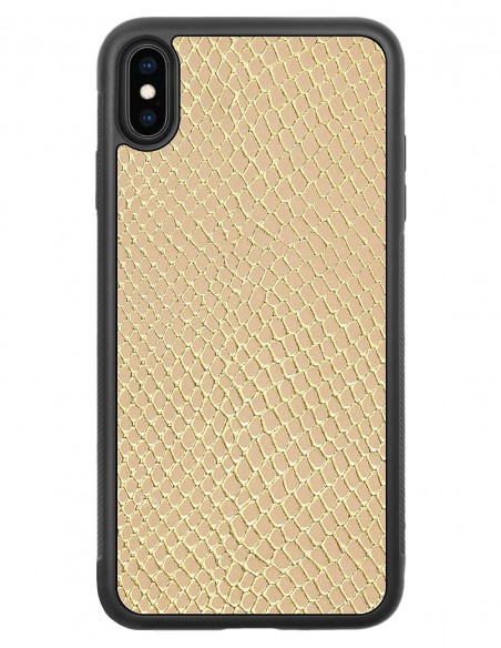 Etui premium skórzane, case na smartfon APPLE iPhone XS MAX. Skóra iguana gold.