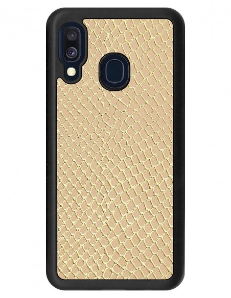 Etui premium skórzane, case na smartfon SAMSUNG GALAXY A40. Skóra iguana gold.