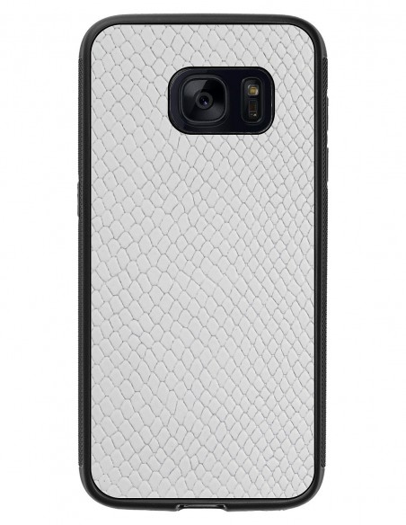 Etui premium skórzane, case na smartfon SAMSUNG GALAXY S7. Skóra iguana biała.