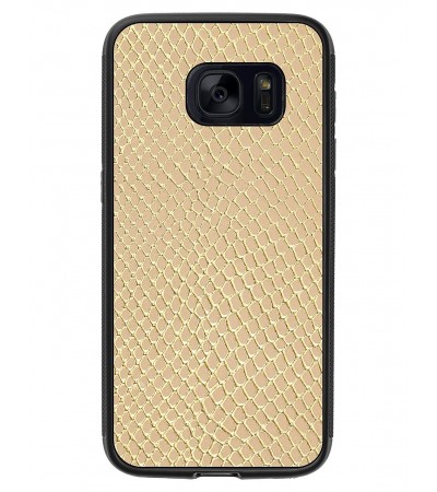 Etui premium skórzane, case na smartfon SAMSUNG GALAXY S7. Skóra iguana gold.