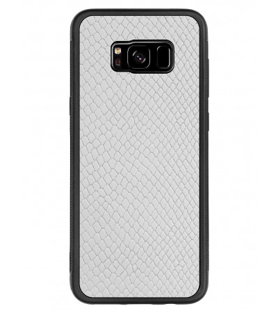 Etui premium skórzane, case na smartfon SAMSUNG GALAXY S8 PLUS. Skóra iguana biała.