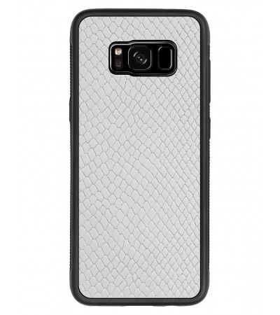 Etui premium skórzane, case na smartfon SAMSUNG GALAXY S8. Skóra iguana biała.