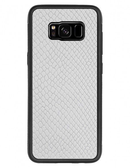 Etui premium skórzane, case na smartfon SAMSUNG GALAXY S8. Skóra iguana biała.