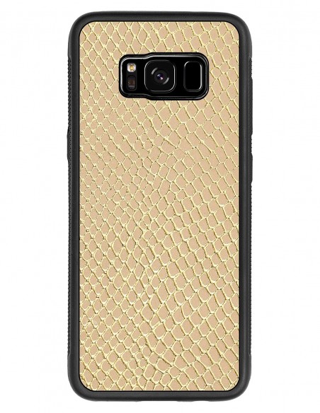 Etui premium skórzane, case na smartfon SAMSUNG GALAXY S8. Skóra iguana gold.
