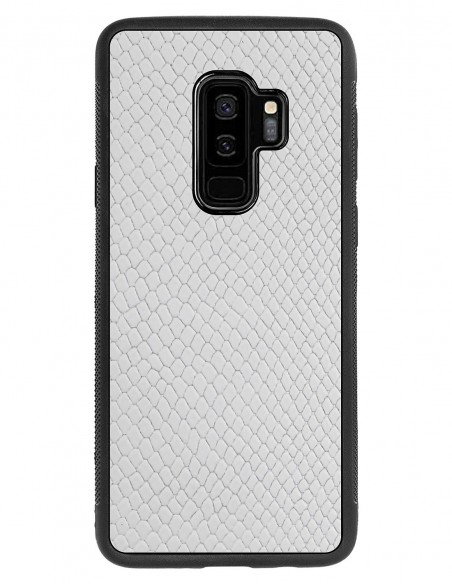 Etui premium skórzane, case na smartfon SAMSUNG GALAXY S9 PLUS. Skóra iguana biała.