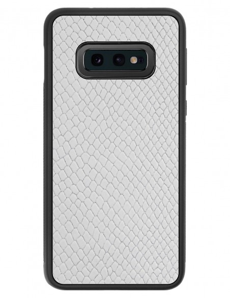 Etui premium skórzane, case na smartfon SAMSUNG GALAXY S10E. Skóra iguana biała.