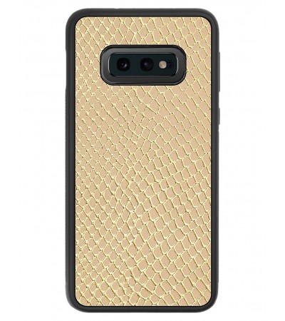 Etui premium skórzane, case na smartfon SAMSUNG GALAXY S10E. Skóra iguana gold.