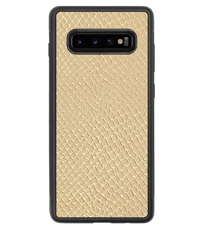 Etui premium skórzane, case na smartfon SAMSUNG GALAXY S10 PLUS. Skóra iguana gold.