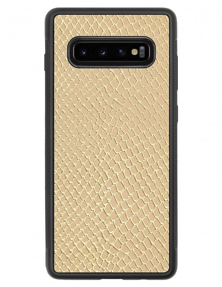 Etui premium skórzane, case na smartfon SAMSUNG GALAXY S10 PLUS. Skóra iguana gold.