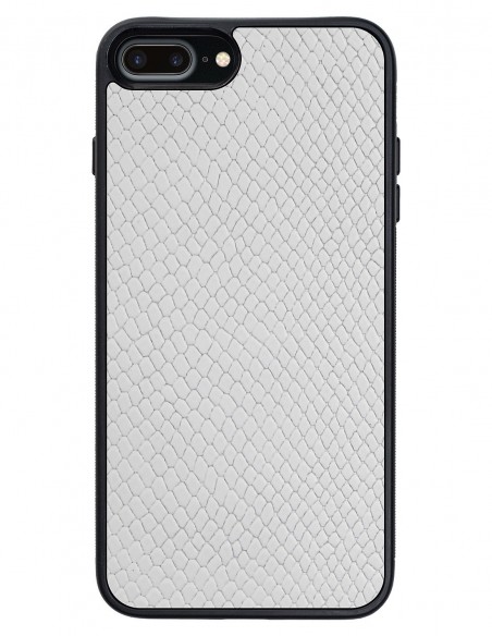 Etui premium skórzane, case na smartfon APPLE iPhone 8 PLUS. Skóra iguana biała.