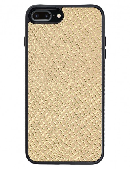 Etui premium skórzane, case na smartfon APPLE iPhone 8 PLUS. Skóra iguana gold.