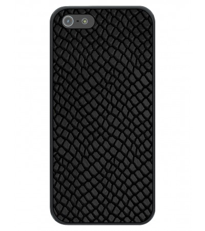 Etui premium skórzane, case na smartfon APPLE iPhone 5. Skóra iguana czarna.