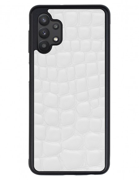 Etui premium skórzane, case na smartfon SAMSUNG GALAXY A32 5G. Crocodile biały