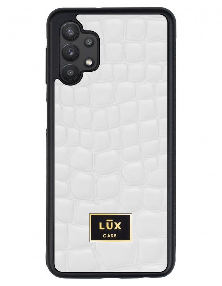 Etui premium skórzane, case na smartfon SAMSUNG GALAXY A32 5G. Crocodile biały